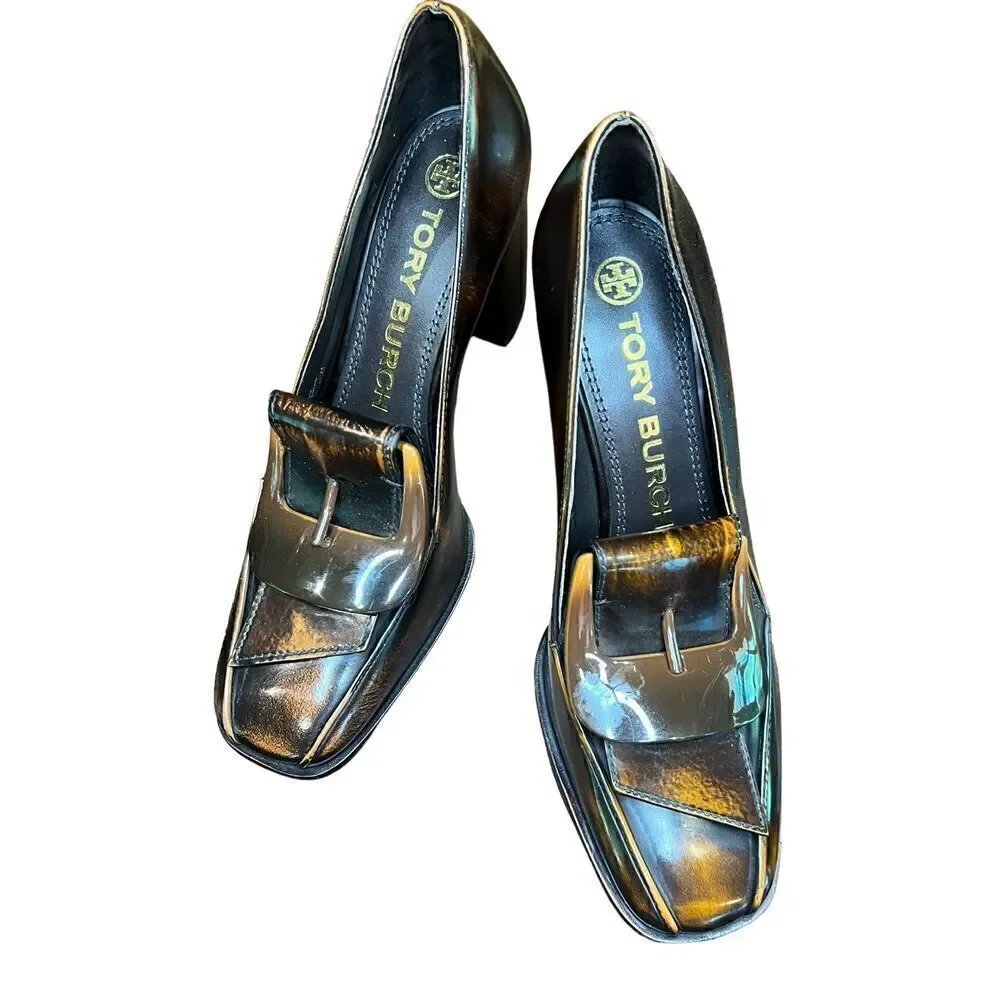 Tory Burch BUCKLE HEEL LOAFER in Brown NWOB Size 6 1/2
